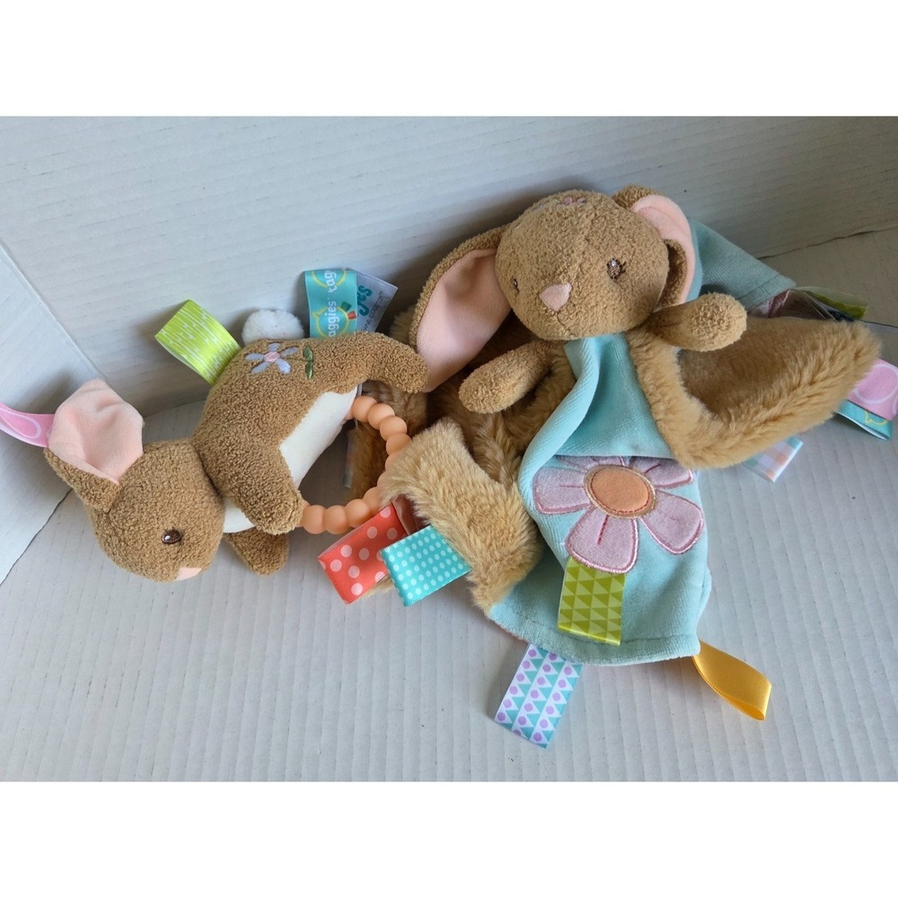 Mary Meyer Taggies Lot of 2 Bunny Rabbit Lovey Teether Security Baby Toys Plush